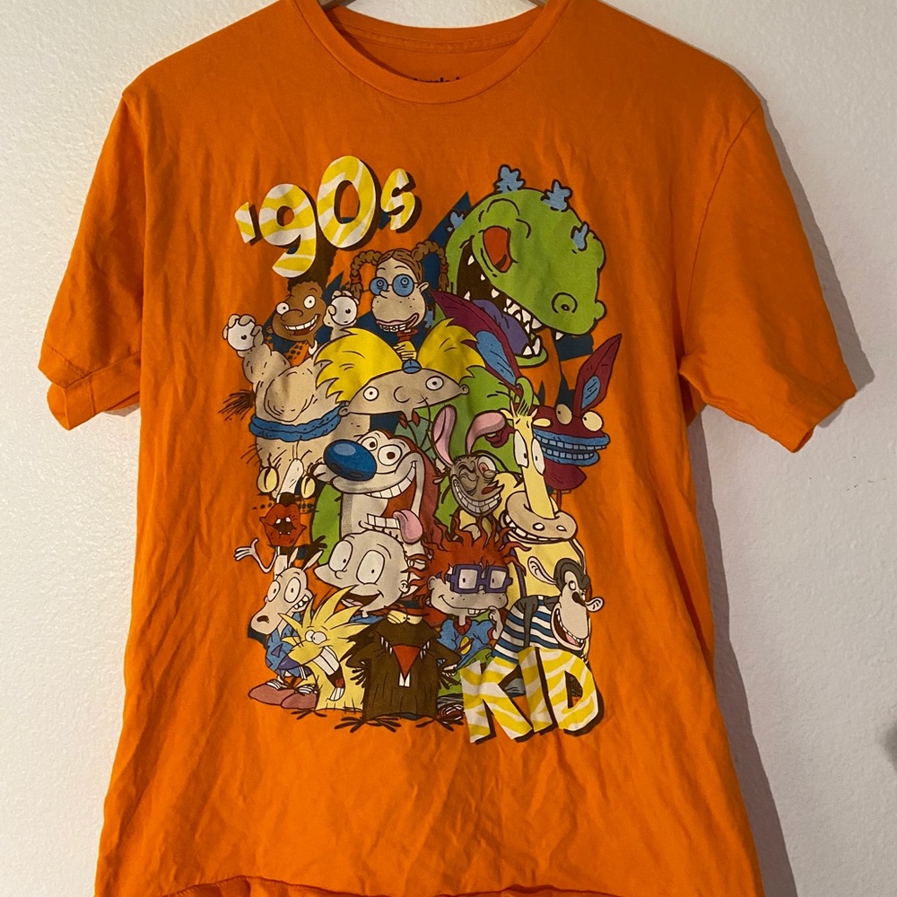orange nickelodeon 90s kid graphic tee